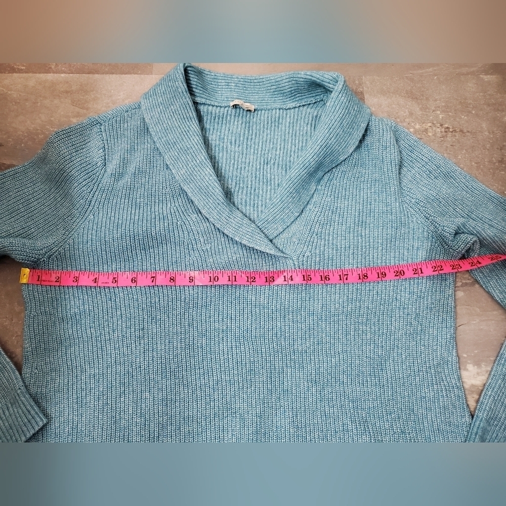 Talbots Shawl Collar Shaker Stitch Pullover. Ribbed. Wool Blend. Oversized L. - Picture 7 of 8